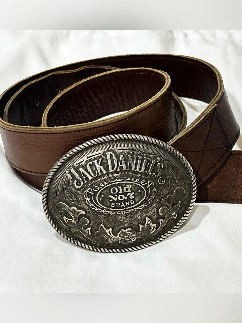 Vintage Belt 2005 Jack Daniel’s Old No.7 5008JD Silver-Tone Western Belt Buckle